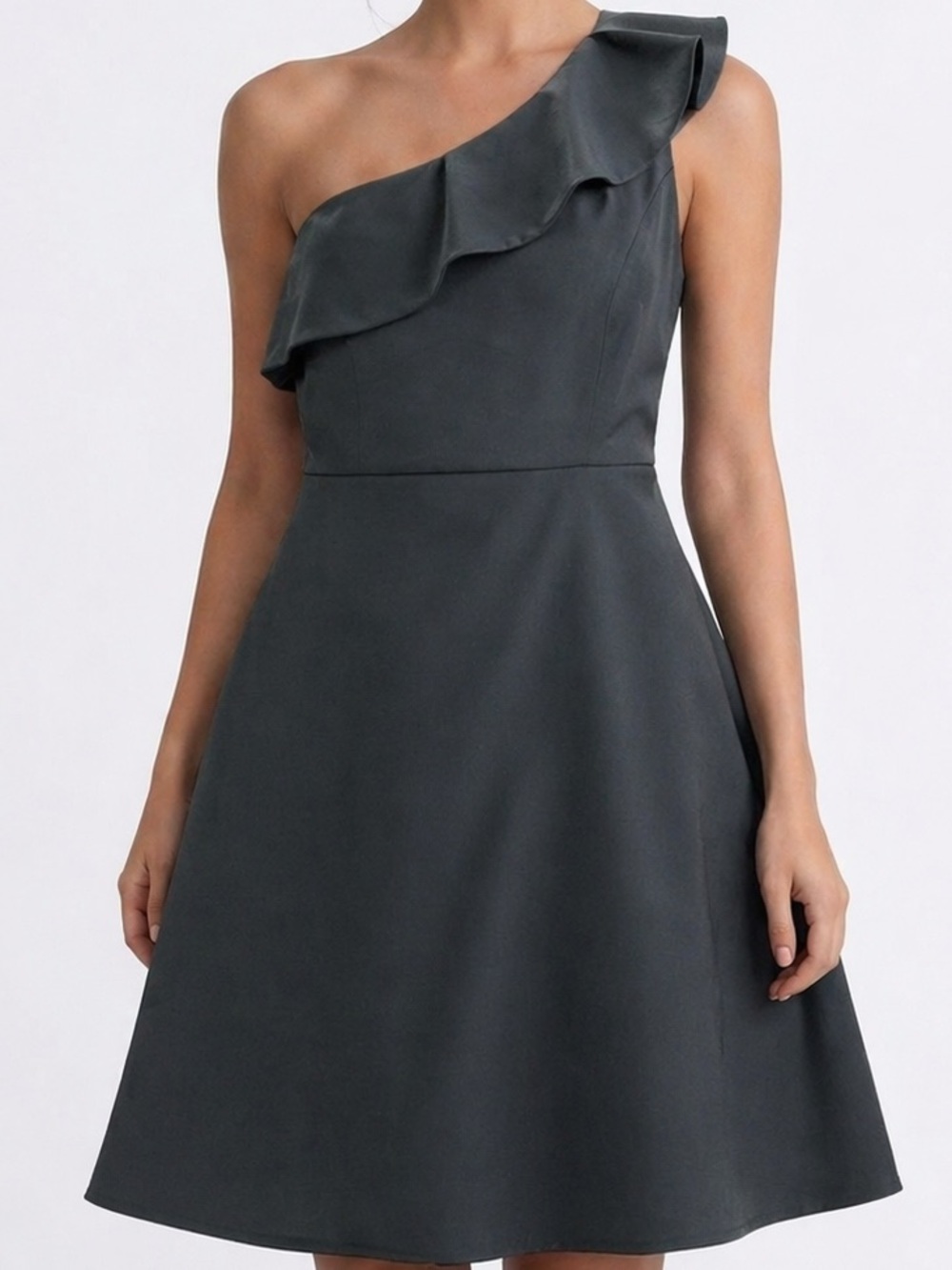 Banana Republic Black One Shoulder Ruffle Mini Dress 4P Petite Cocktail